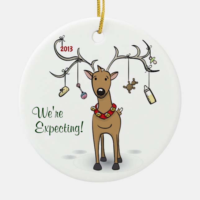 Schwangerschafts-Weihnachtsverzierung - Keramik Ornament (Vorne)