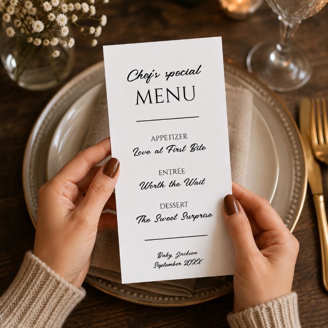 Schwangerschaftsankündigung Restaurant Menü (Expecting Restaurant Menu Pregnancy Announcement)
