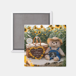 Schwangerschaftsankündigung Sonnenblume Teddy Baby Magnet