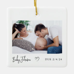 Schwangerschaftsfoto Herz Baby fällig 2024 Keramikornament