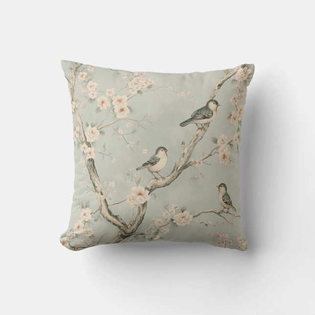 Schwangvögel auf blühenden Branchen Kissen (Vorderseite)