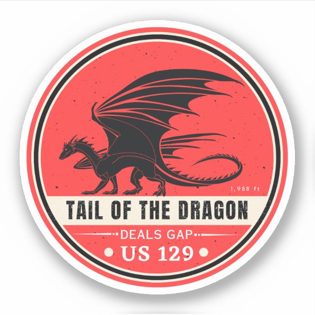 Schwanz der Dragon Deals Gap Motorrad-Reise Aufkleber (Vorderseite)