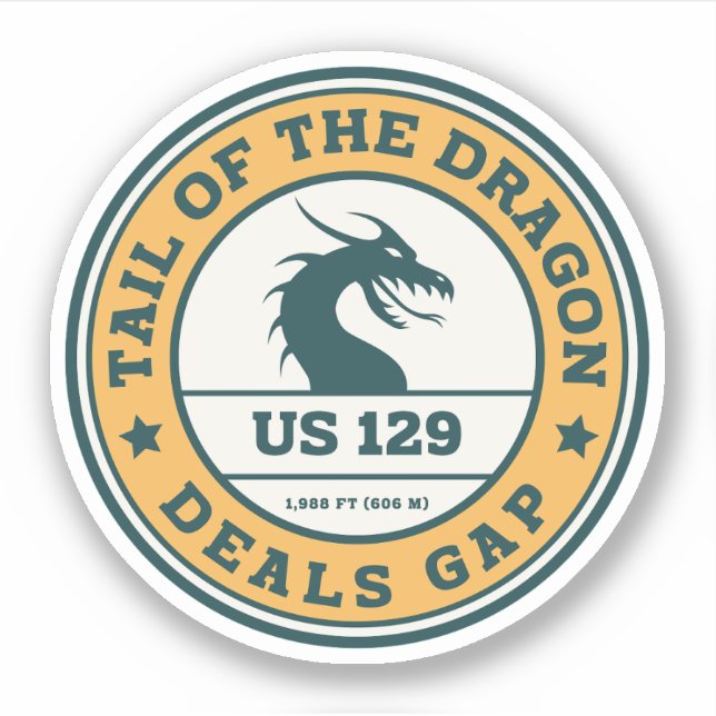 Schwanz der Dragon Deals Gap Motorrad-Reise Aufkleber (Vorderseite)