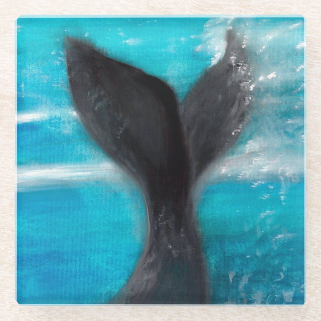 Schwanz eines Whales Glasuntersetzer (Vorderseite)