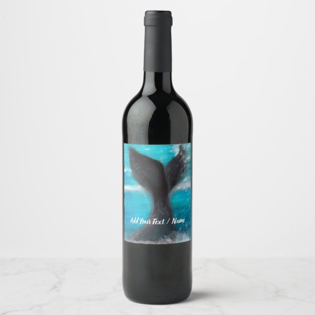 Schwanz eines Whales Weinetikett (Vorderseite)