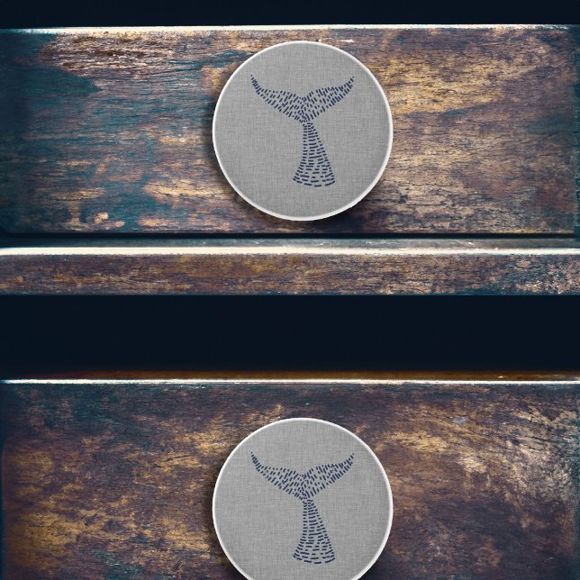 Schwanz Nautic Whale Art Keramikknauf (Nautical Whale Tail Line Art Ceramic Knob)