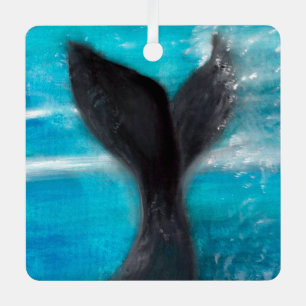 Schwanz Whale Wasserfarbe Ornament Aus Metall