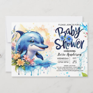 Schwänze und Babydusche für Dolphin und Ocean Bloo Einladung