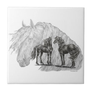 Schwänze von Black Friesian Horses Manes Fliese