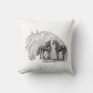 Schwänze von Black Friesian Horses Manes Kissen