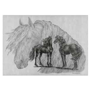 Schwänze von Black Friesian Horses Manes Schneidebrett