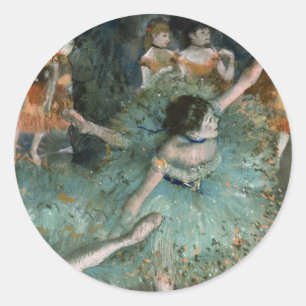 Schwänzender Tänzer, Tänzer in Grün   Edgar Degas Runder Aufkleber