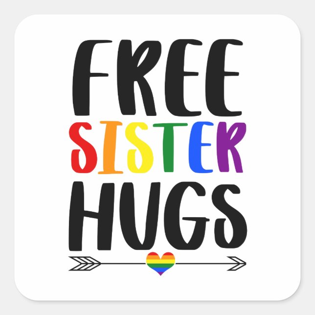 Schwanzhugs mit Arrow-Regenbogen-Gay Pride Quadratischer Aufkleber (Vorderseite)