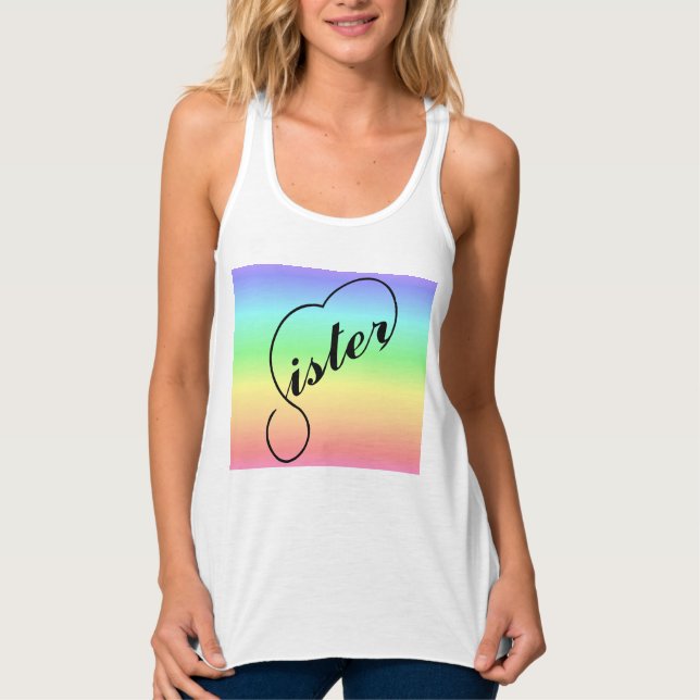 Schwanziger, farbiger Regenbogen Tank Top (Vorderseite)