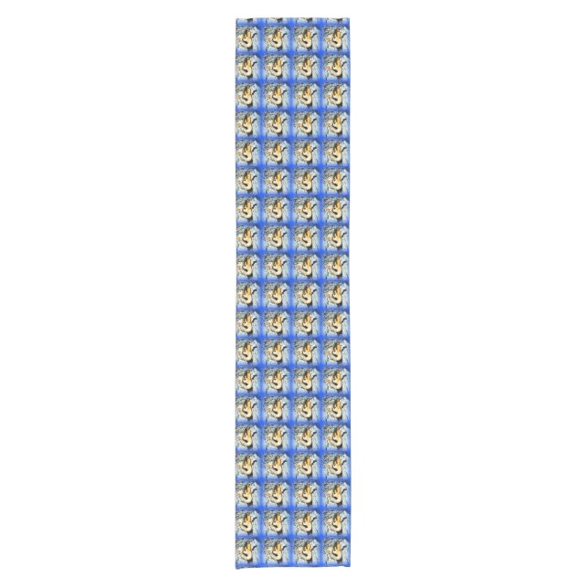 Schwarthaarmuster blau kurzer tischläufer (Vorderseite)