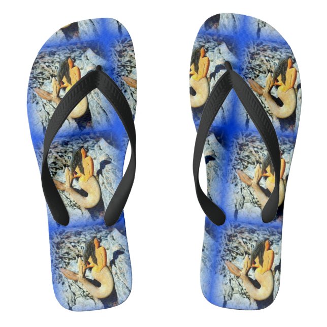 Schwarthaarschön blau flip flops (Fußbett)