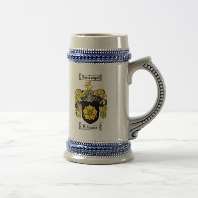 Schwartz Familienwappen Stein Bierglas (Rechts)