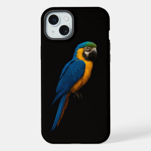 Schwarz 4 Luxe, Blau-Gelber Ara iPhone 15 Plus Hülle