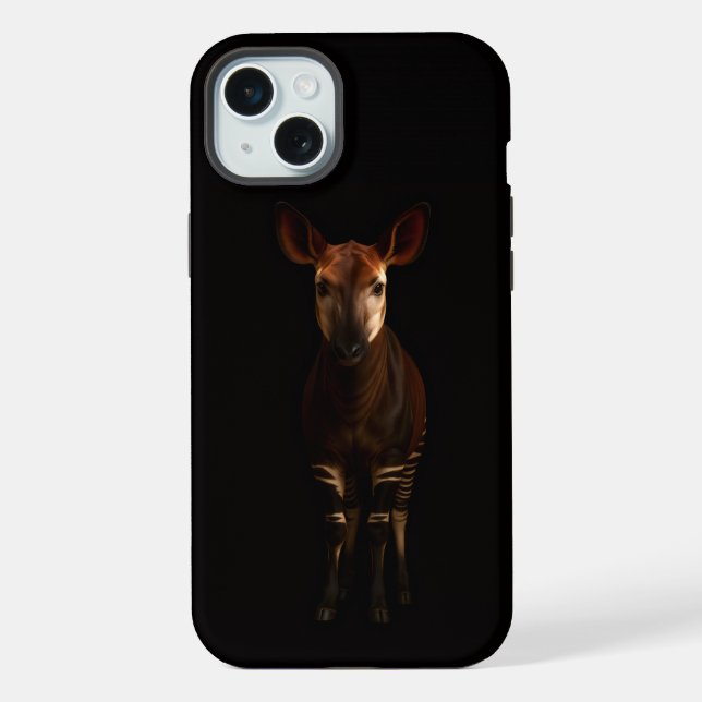 Schwarz 4 Luxe, Forest Okapi iPhone 15 Plus Hülle (Rückseite)