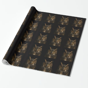 Schwarz 4 Luxe Geschenkpapier Golden Eye Eule