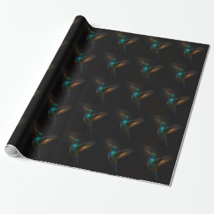 Schwarz 4 Luxe Geschenkpapier Kolibri Fliegend
