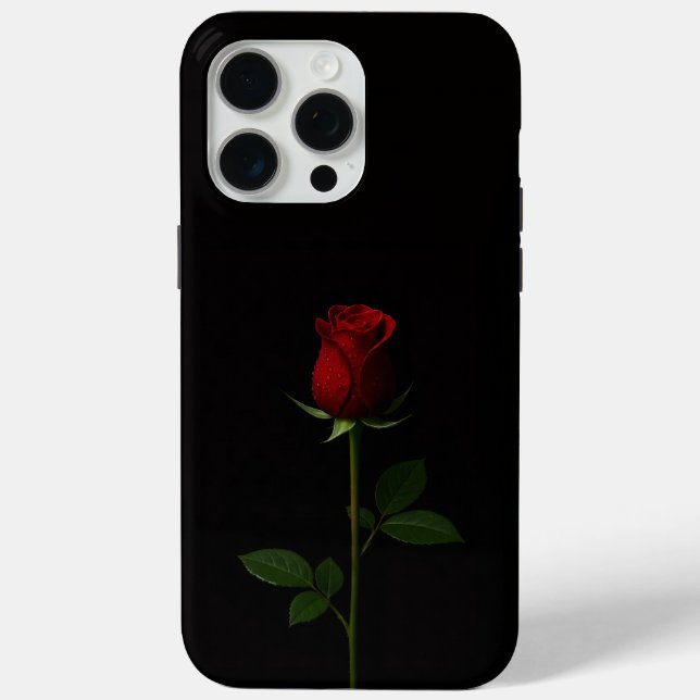 Schwarz 4 Luxe iPhone 15 Pro Max, Samtrote Rose Case-Mate iPhone Hülle (Rückseite)
