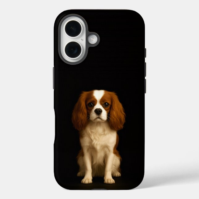 Schwarz 4 Luxe iPhone 16 Mate, Cavalier King Charl Hülle (Rückseite)