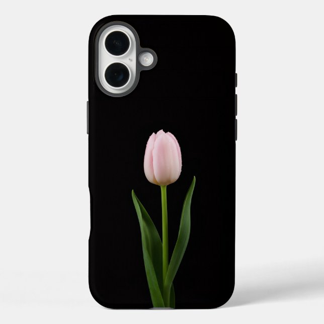 Schwarz 4 Luxe iPhone 16 Plus, Blush Pink Tulpe Plus Hülle (Rückseite)
