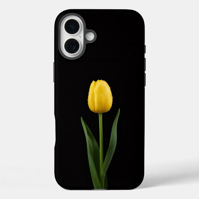 Schwarz 4 Luxe iPhone 16 Plus, Goldene Tulpe Plus Hülle (Rückseite)