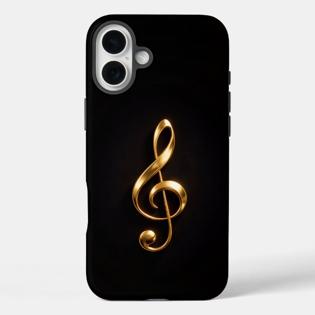 Schwarz 4 Luxe iPhone 16 Plus, Goldener Violinschl Plus Hülle (Rückseite)
