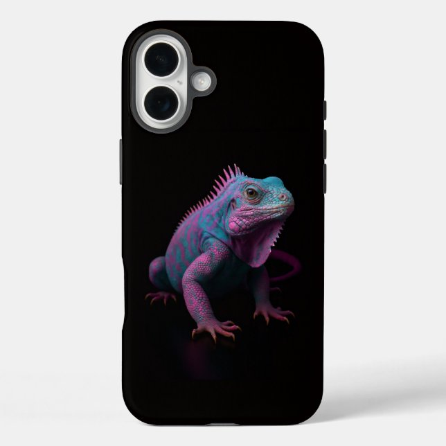Schwarz 4 Luxe iPhone 16 Plus, Rosa Leguan Plus Hülle (Rückseite)