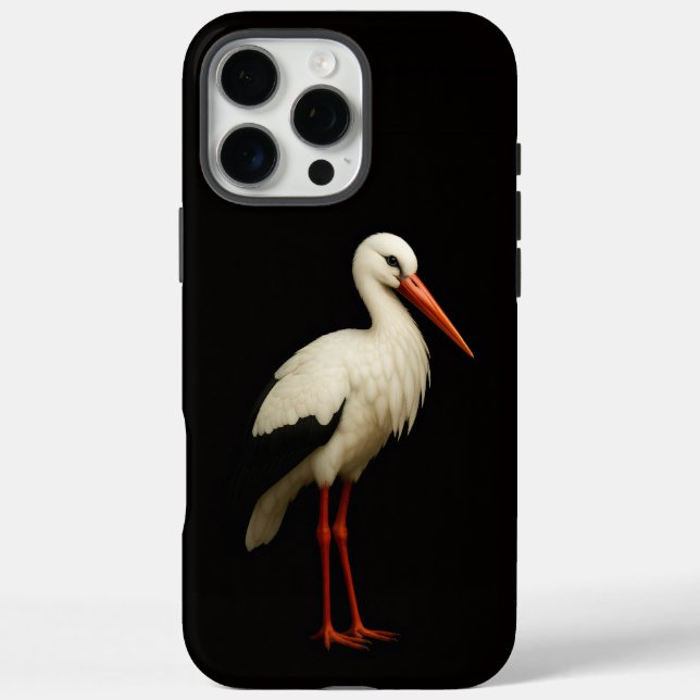 Schwarz 4 Luxe iPhone 16 Pro Max, Anmutiger Storch Max Hülle (Rückseite)