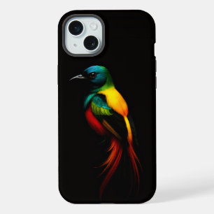 Schwarz 4 Luxe, Regenbogen-Schwanz, Tropenvogel iPhone 15 Plus Hülle