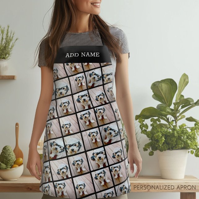 Schwarz 9 Diagonal Foto Collage - kann schwarz bea Schürze (Personalized Apron)