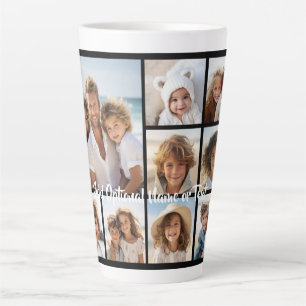 Schwarz 9 Foto Square Collage - mit Skript weiß Milchtasse