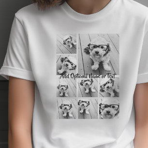Schwarz 9 Foto Square Collage - mit Skriptweiß T-Shirt