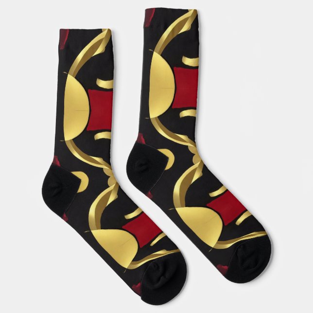 Schwarz-Abstraktes Muster Socken (Rechts)