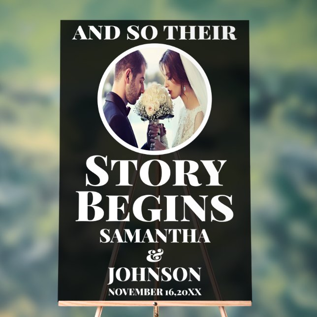 Schwarz-Akrylstory beginnt Hochzeitssymbol Acrylschild (Neutral)