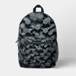 Schwarz-Anthrazit-Grauwabenkraut Bedruckter Rucksack