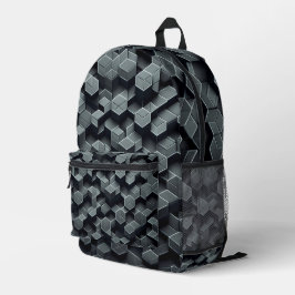 Schwarz-Anthrazit-Grauwabenkraut Bedruckter Rucksack