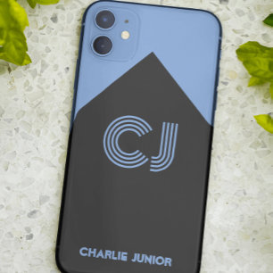 schwarz & aqua blau Monogramm Anfangsbuchstaben Mi Case-Mate iPhone Hülle