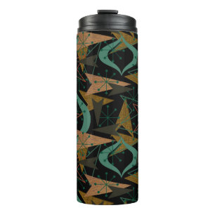 Schwarz, Aqua, Imitate Holzpfeile Moderne Mitte Thermosbecher