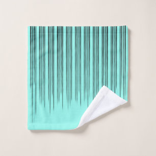 Schwarz/Aquamarin Blau Stilvolles Streifenmuster Waschlappen