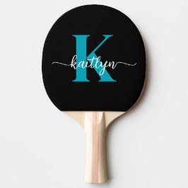 Schwarz-Aquamarin-Monogramm Tischtennis Schläger