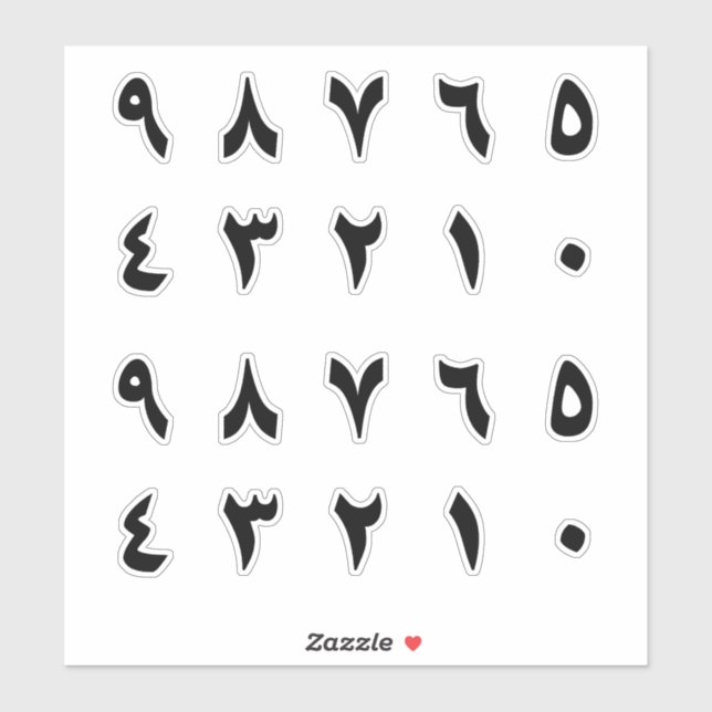 Schwarz-Arabisch-Zahl Aufkleber (Blatt)