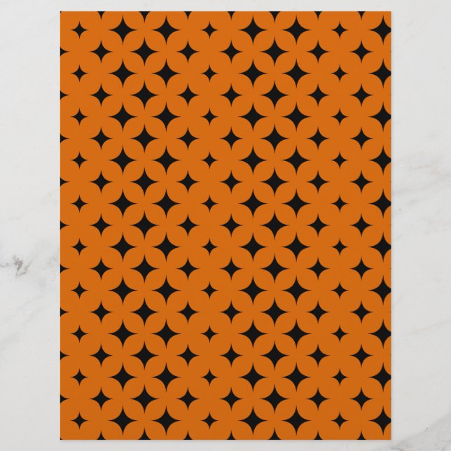 Schwarz auf Orange Halloween Patternpapier (Vorderseite)