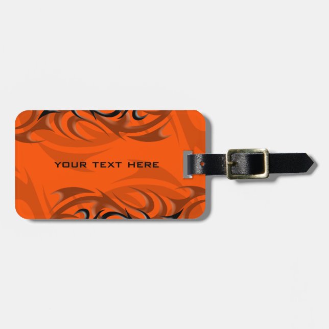 Schwarz auf Orange "Smoke" Gepäckmarke Gepäckanhänger (Vorderseite horizontal)