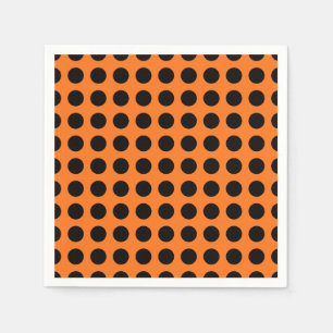 Schwarz auf Pumpkin Große horizontale Polka Dots P Serviette