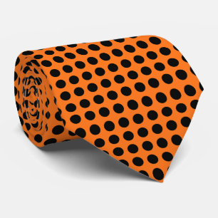 Schwarz auf Pumpkin Große horizontale Polka Punkte Krawatte