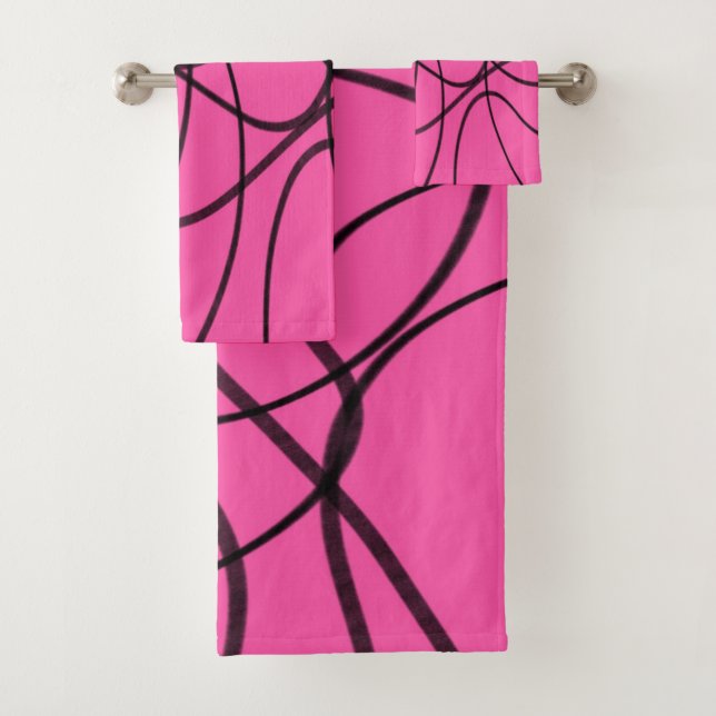 Schwarz auf rosa, bunte Kunst Badhandtuch Set (Insitu)
